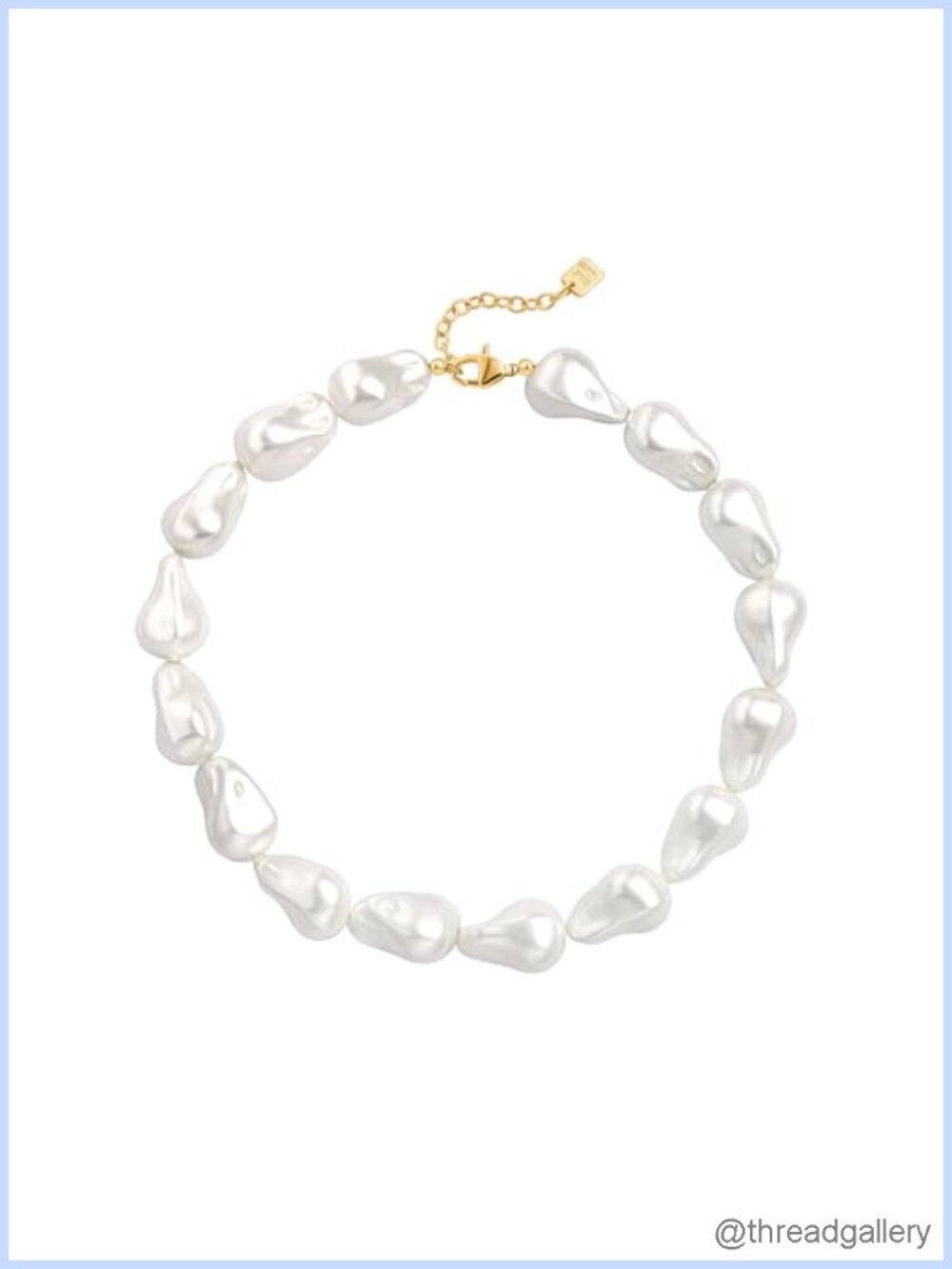 Baroque Pearl Chunky Statement Necklace Adjustable Choker Gold Plated Clasp